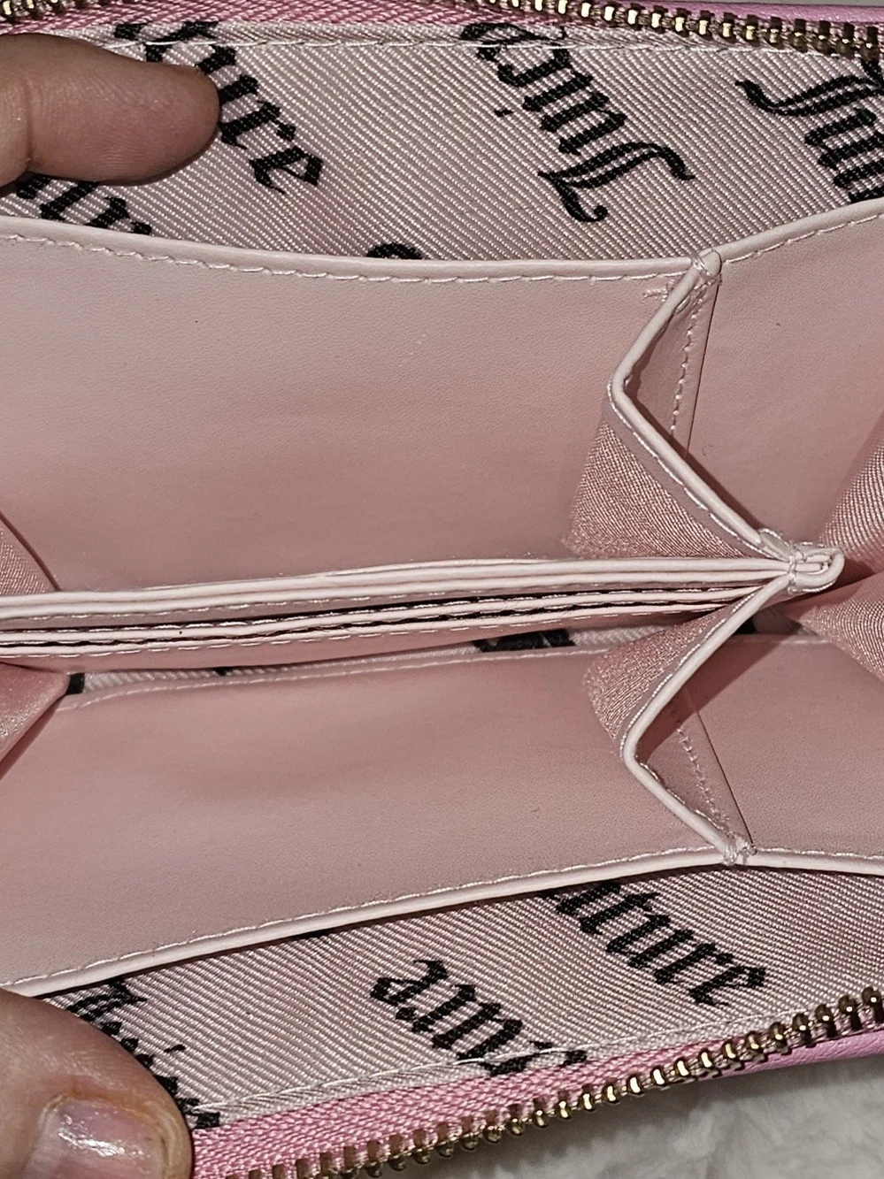 Juicy Couture Black & Pink Embroidered Zip Around Wallet